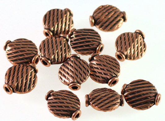 Antiqued Copper Textured Coin Beads, 10x12mm, 12 pcs
