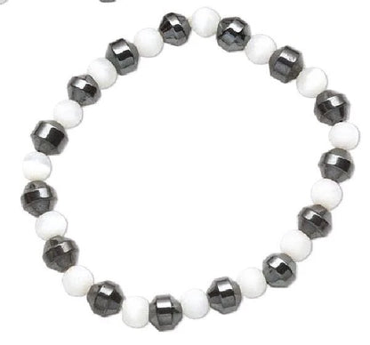 White Cat's Eye & Hemalyke Stretch Bracelet, 6mm, 1 pc