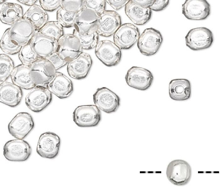 Silver Plated Brass 2mm Smooth Rounded Square Spacer Beads with 0.5mm Hole (100 pc)