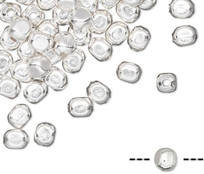 Silver Plated Brass 2mm Smooth Rounded Square Spacer Beads with 0.5mm Hole (100 pc)