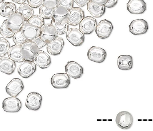Silver Plated Brass 2mm Smooth Rounded Square Spacer Beads with 0.5mm Hole (100 pc)
