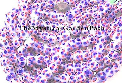 Lampwork Glass Red White & Blue Bumpy 12x9mm Rondelle Patriotic Beads, 12 pcs