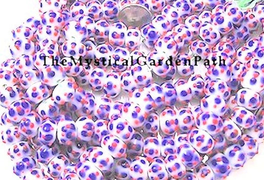 Lampwork Glass Red White & Blue Bumpy 12x9mm Rondelle Patriotic Beads, 12 pcs