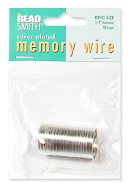 Beadsmith Silver Plated Memory Wire, Ring, 3/4 Inch, 22 Gauge, 48 Loops