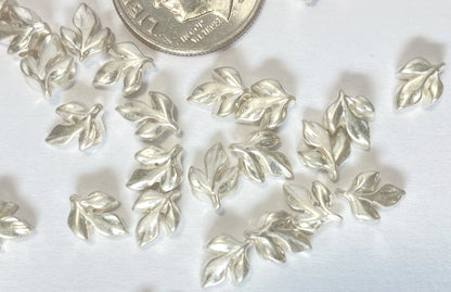 Matte Silver Plated Pewter Double-Sided Leaf Beads, 8x5mm, 24 pcs