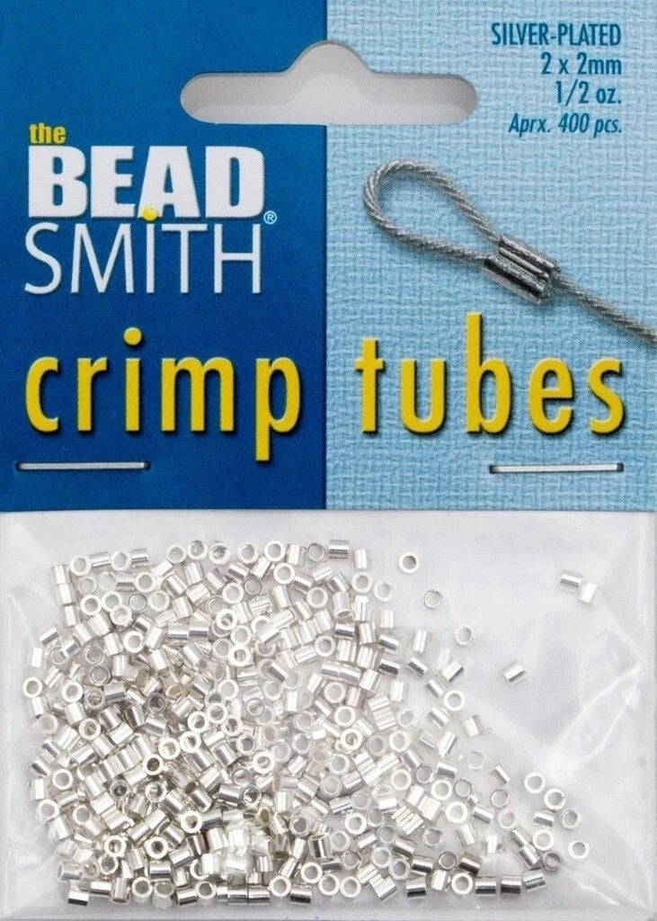 BeadSmith Silver Plated Crimp Tubes 2x2mm - Approx. 400 pcs