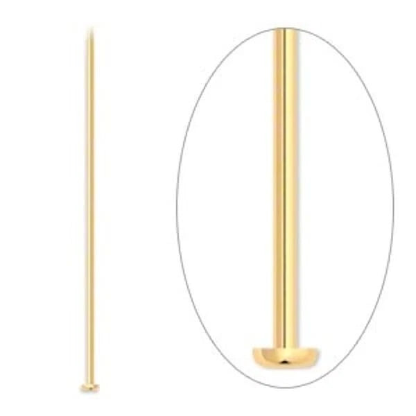 Gold-Plated Brass Head Pins, 2 inch, 21 Gauge, 100 pcs