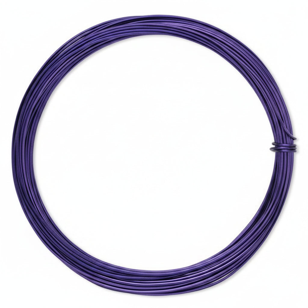 Purple Anodized Aluminum Round Wrapping Wire, 16 Gauge (1.25mm), 45 ft