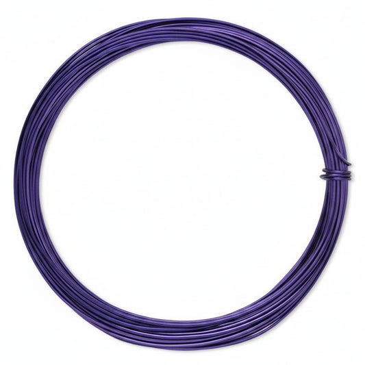 Purple Anodized Aluminum Round Wrapping Wire, 16 Gauge (1.25mm), 45 ft