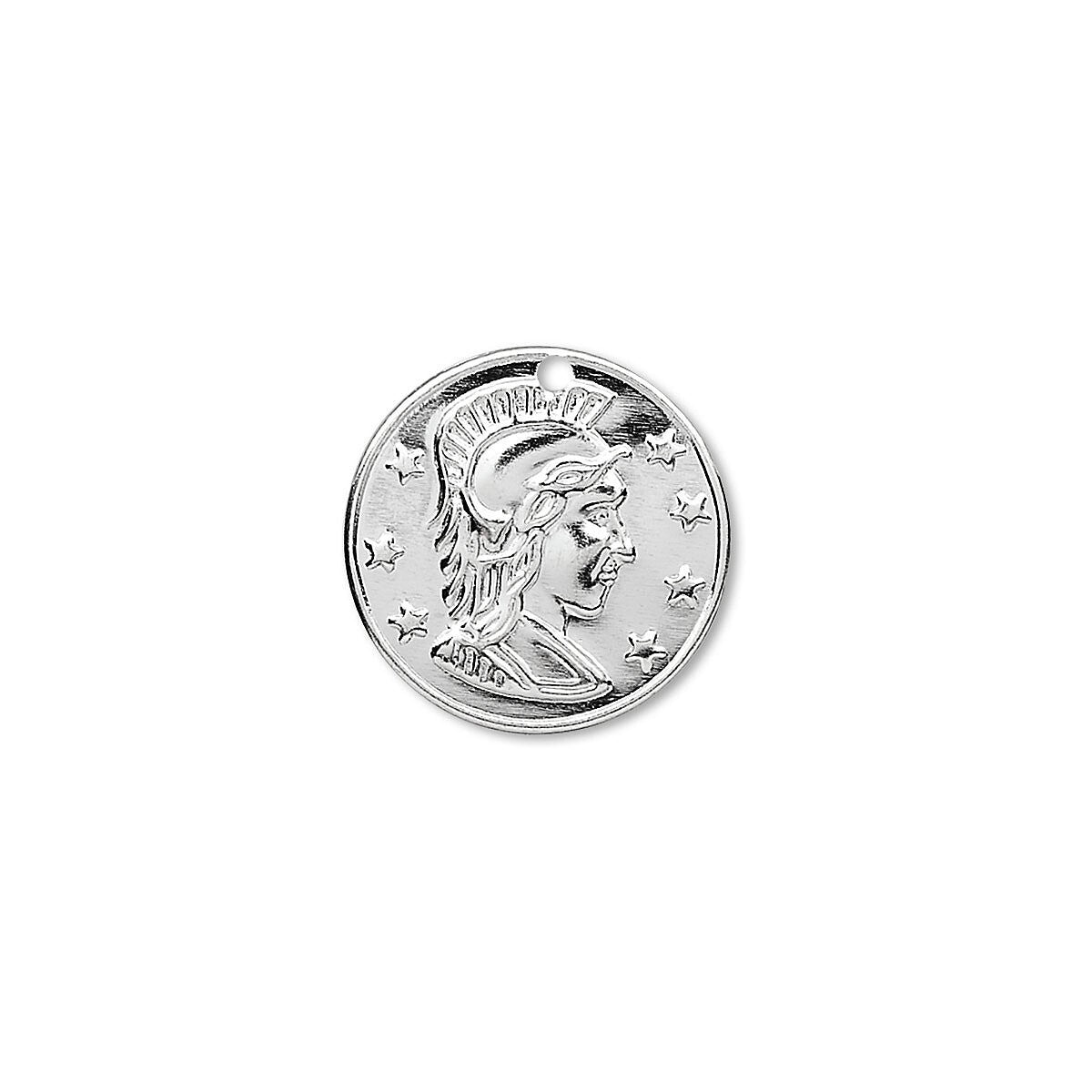 Silver Plated Brass Roman Replica Coin Drop Charms 10mm or 16mm