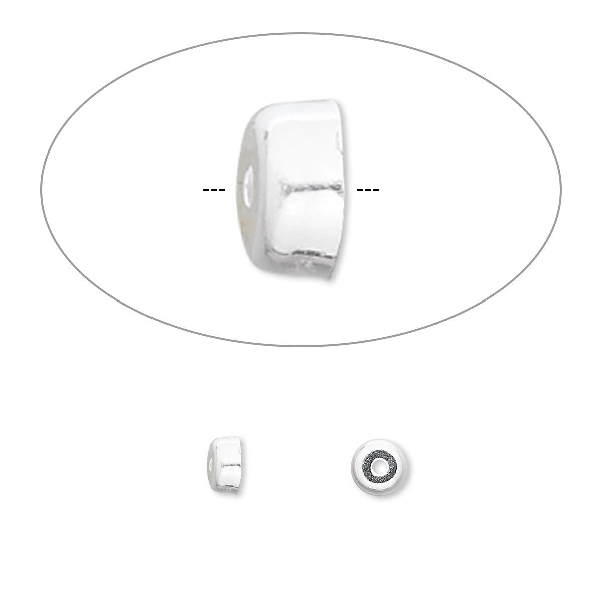Sterling Silver Mini Smooth Round Bead Caps, 4x2mm, 50 pcs