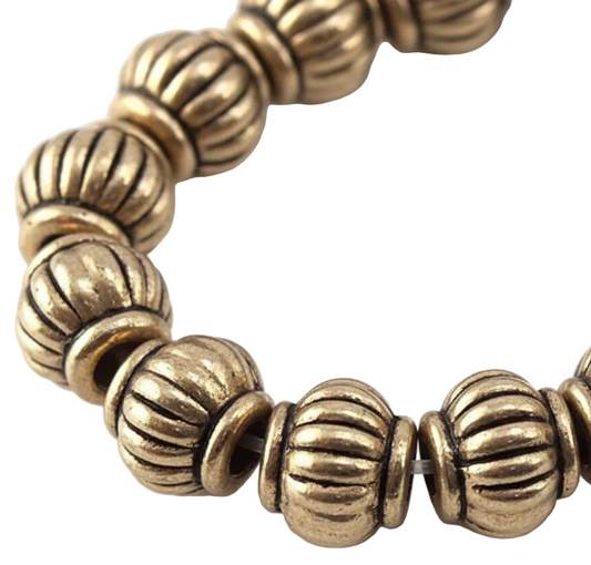 Antiqued Gold Brass Melon Rondelle Beads, 4x5mm, 36 pcs