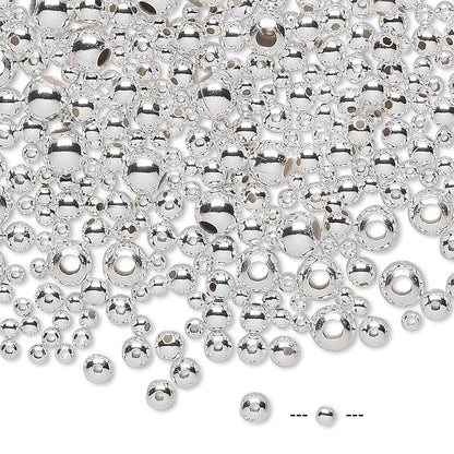 Sterling Silver Seamless Round Bead Mix, 2–5mm, Approx. 525–540 pcs (1 Troy Ounce)