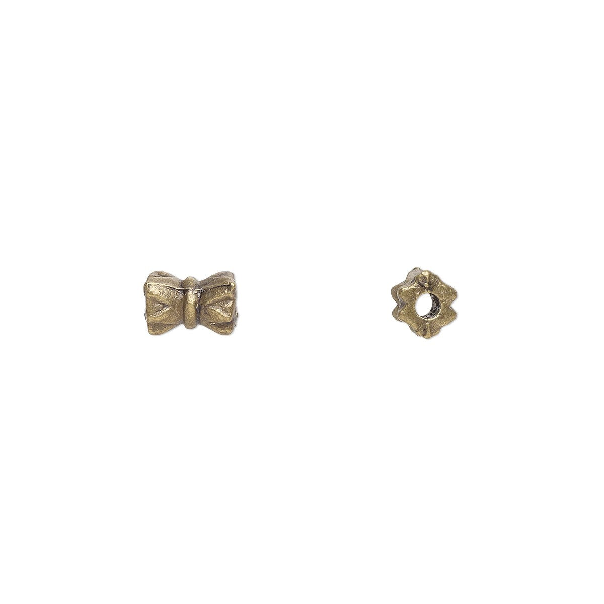 100 Antiqued Brass Plated Pewter 5x4mm Hourglass Beads with 0.6-0.8mm Hole