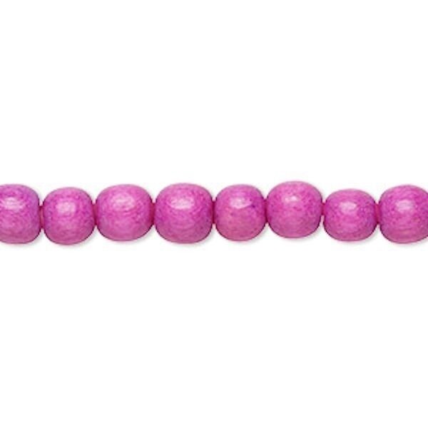 Dyed & Waxed Wood Round Beads 6mm - 2 Strands (approx. 140 pcs)
