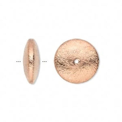 Brushed Copper Plated Saucer Beads, 16x6mm, 6 pcs
