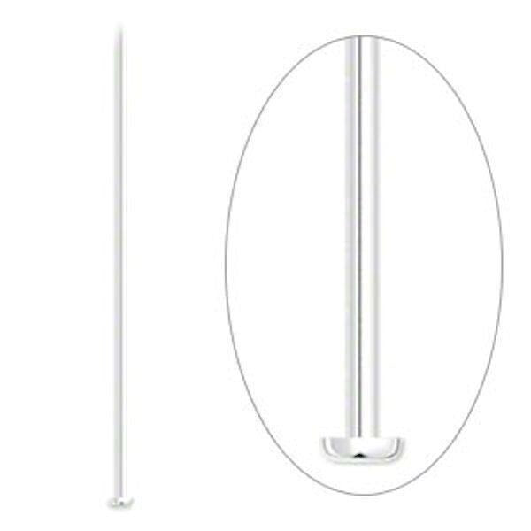 Head Pin, 144 Silver Plated Brass 2 1/2" Long 21 Gauge Standard Headpins