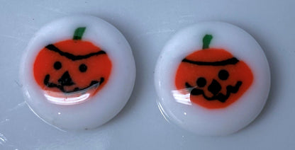 Glass Halloween Pumpkin Coin Beads, 12mm Double-Sided - Pack of 2