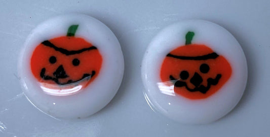 Glass Halloween Pumpkin Coin Beads, 12mm Double-Sided - Pack of 2