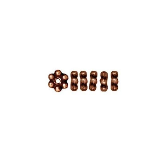 TierraCast Antiqued Copper Plated Pewter 3x1mm Daisy Heishi Beads, 100 pcs