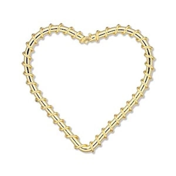 Gold Plated Steel Wire-Wrapped Heart Components, 30x30mm, 10 pcs