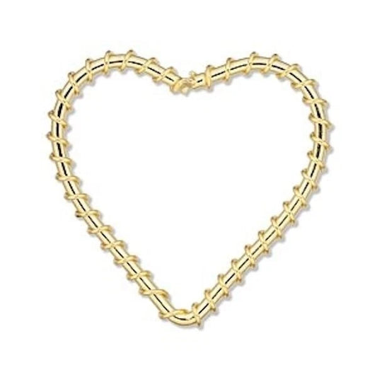 Gold Plated Steel Wire-Wrapped Heart Components, 30x30mm, 10 pcs