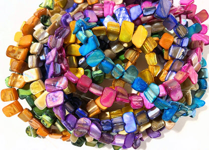 Iridescent Mother-of-Pearl Nugget Beads, 5-12mm, Assorted Colors, 8 Strands