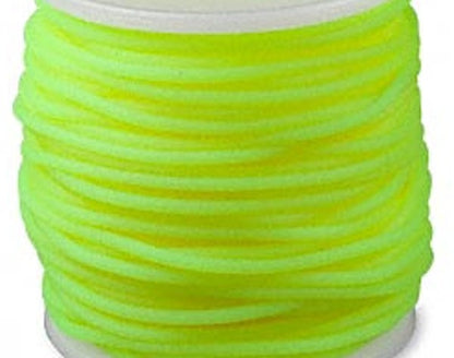 Cord, 82 Foot Spool Solid Rubber 2mm Round Florescent Yellow Beading Cord *