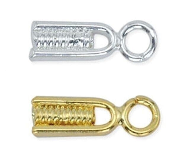 Beadalon EZ-Crimp Ends with Ring, 3.5mm, Silver or Gold Plated, 20 pcs