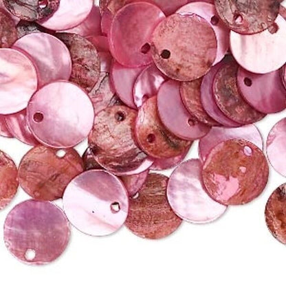 Mussel Shell 10mm Round Coin Drop Charms, 100 pcs