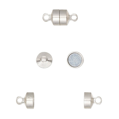 Silver Plated Brass Magnetic Barrel Clasps 8x6x5mm