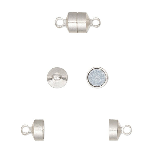 Silver Plated Brass Magnetic Barrel Clasps 8x6x5mm