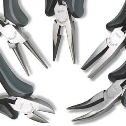 5-Piece Ergonomic Pliers Set, Bent Chain Nose, Flat Nose, Round Nose, Chain Nose & Side Cutter
