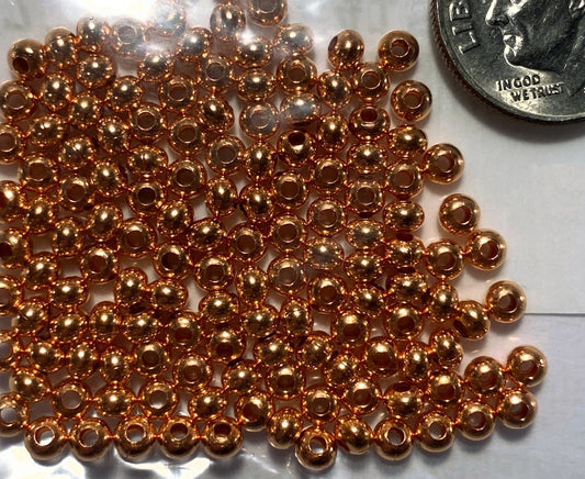 Beadsmith Smooth Copper Donut Rondelle Beads, 3mm, 144 pcs