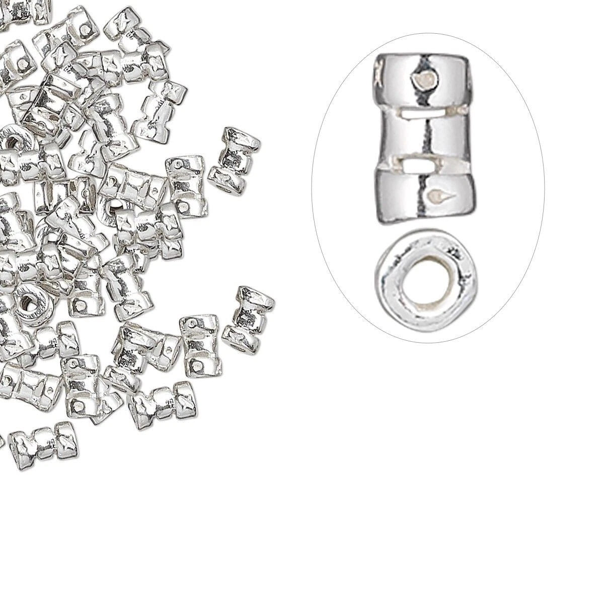 Sterling Silver Crimp Tube Beads, 5x3mm, 10 pcs