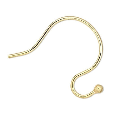 A single gold-colored metal ear wire or hook with a straightened end and a small rounded ball tip, shown on a plain white background.