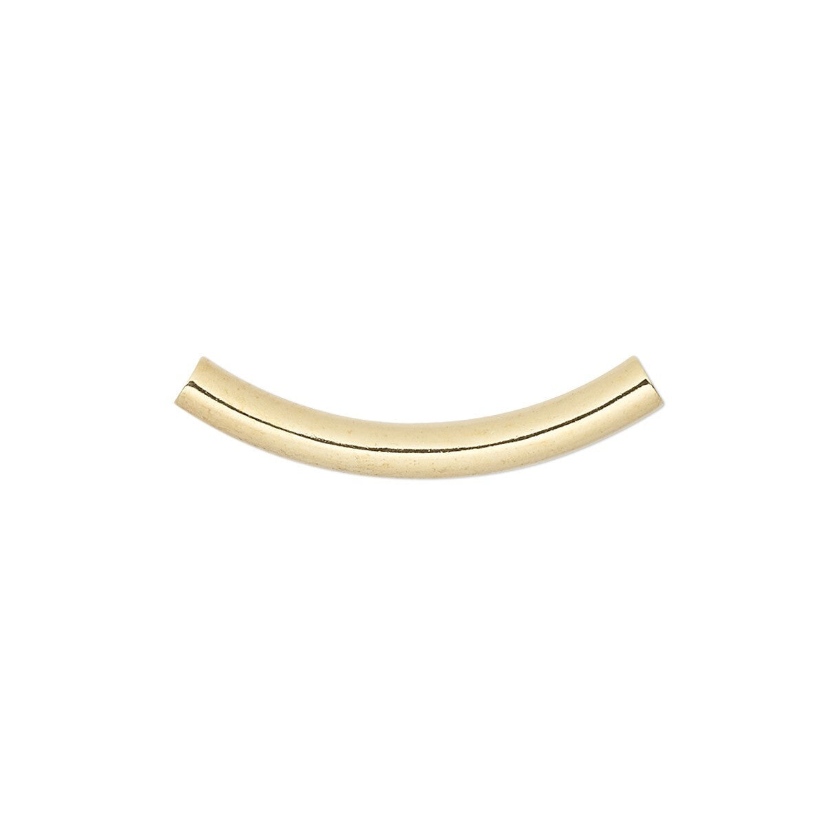 Gold Plated Brass Curved Tube Beads 26x3.2mm, 10 pcs