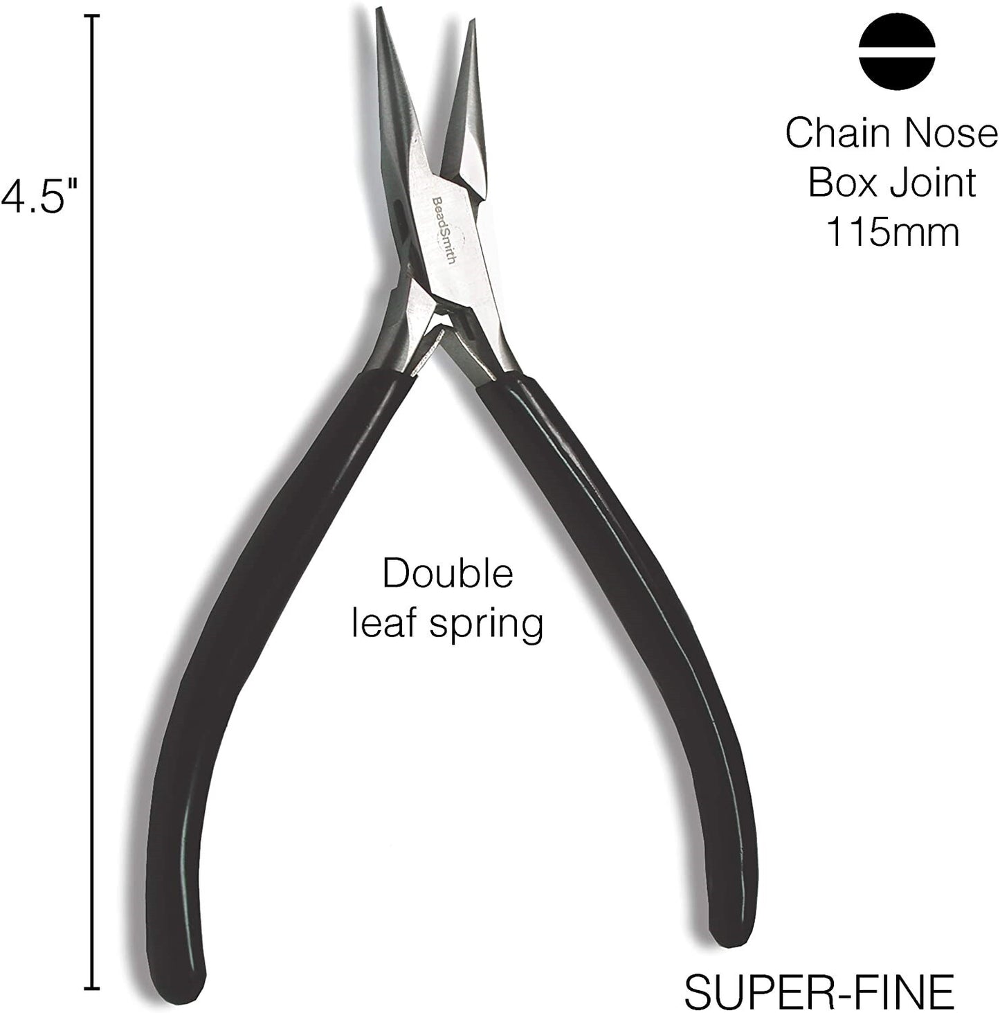 BeadSmith Slim Line Super Fine Chain Nose Pliers 4-3/4"