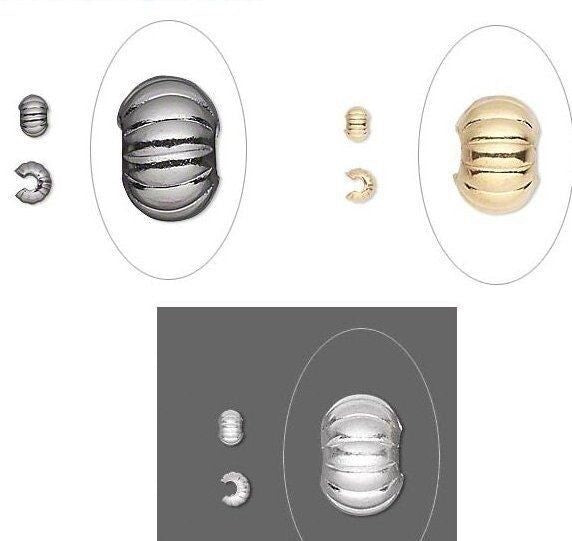 5mm Corrugated Crimp Covers, Brass — Gold, Silver or Black Oxide