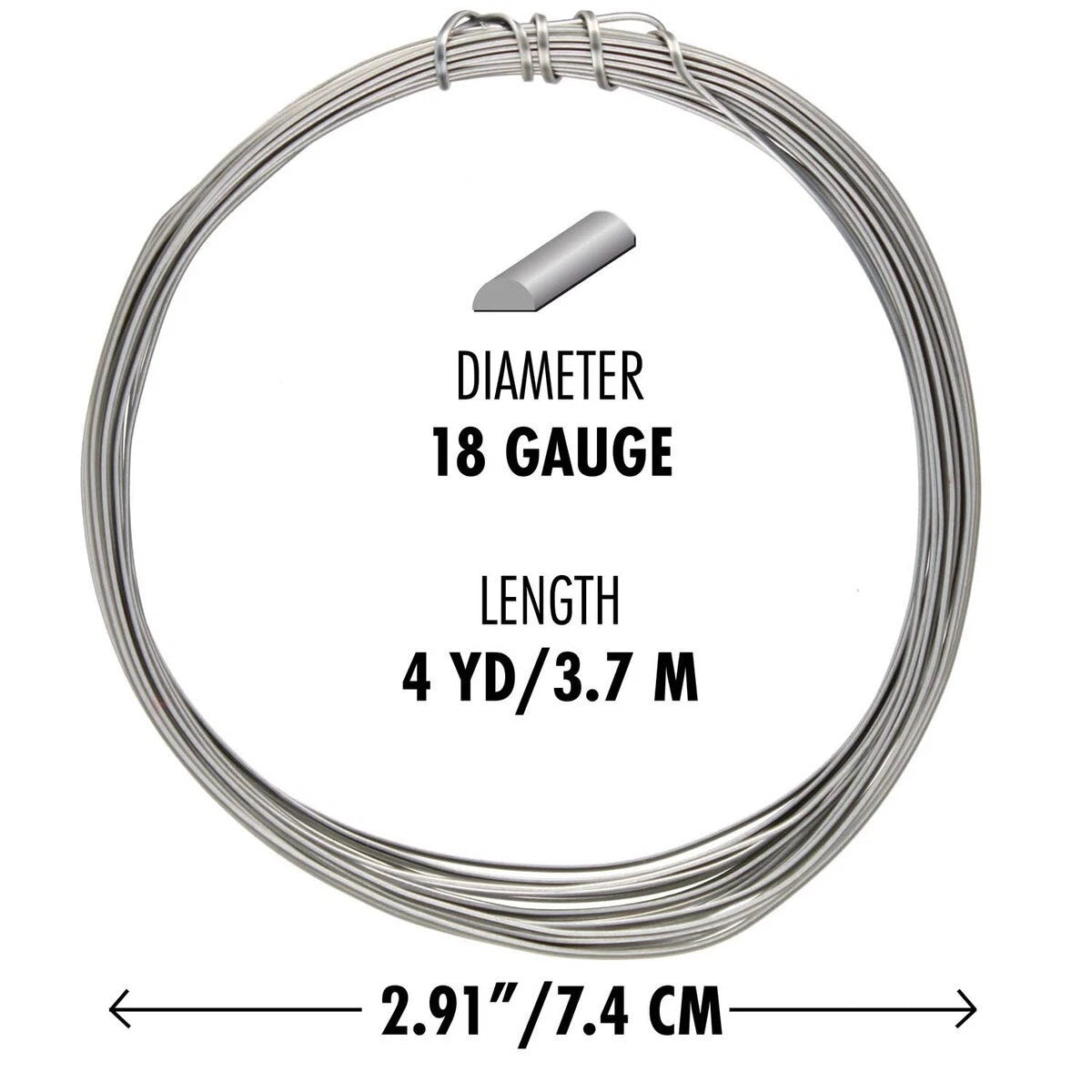 Non-Tarnish Titanium Colored Copper Half Round Wire, 18 Gauge (1.02mm), 4 Yards