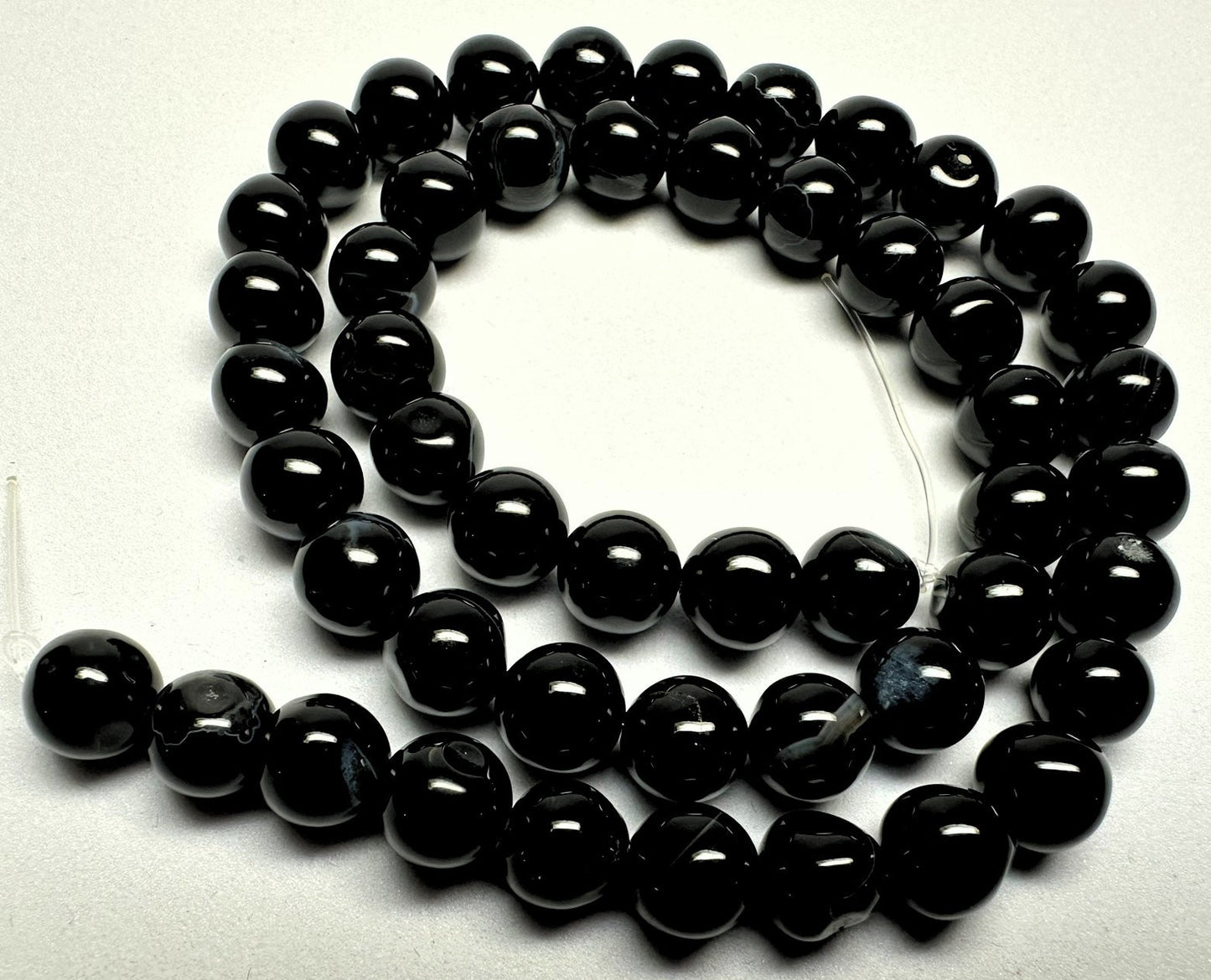 Black Agate Beads, Dyed, 8mm Round, approx 50 pcs