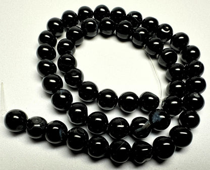 Black Agate Beads, Dyed, 8mm Round, approx 50 pcs