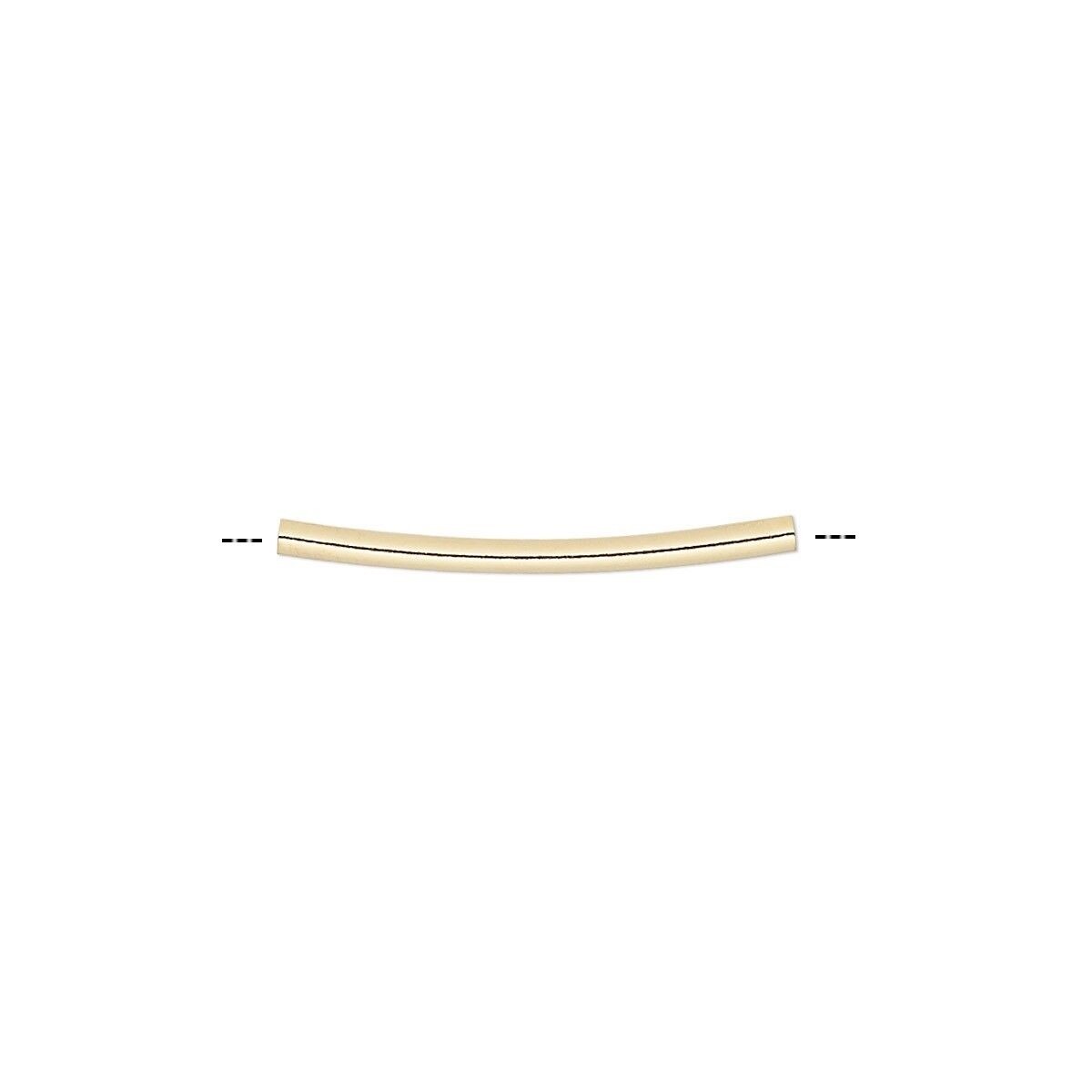 Gold Plated Brass Curved Tube Noodle Beads 21x1.5mm, 100 pcs