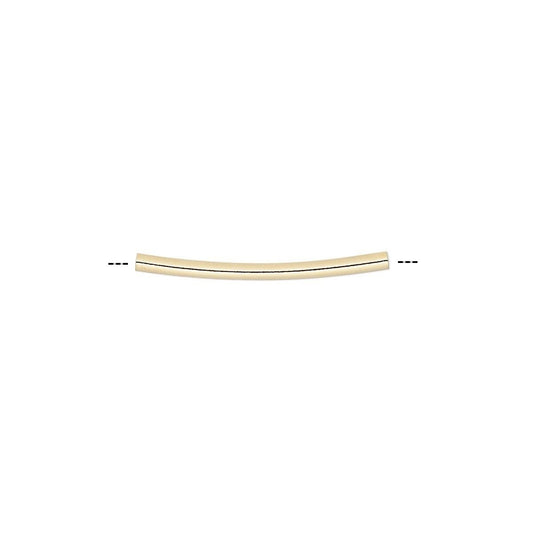 Gold Plated Brass Curved Tube Noodle Beads 21x1.5mm, 100 pcs