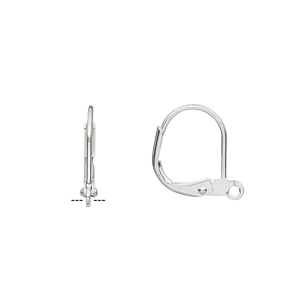 Plated Brass Leverback Ear Wires, 14x13mm Open Loop, 10 pcs