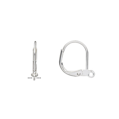 Plated Brass Leverback Ear Wires, 14x13mm Open Loop, 10 pcs