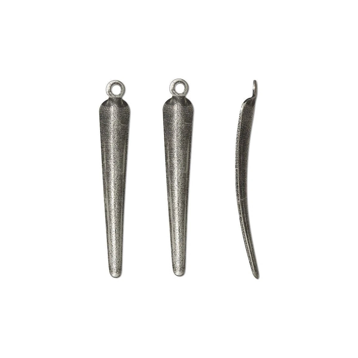 Antiqued Silver Brass Talon Drop Charms, 22x3mm, 100 pcs