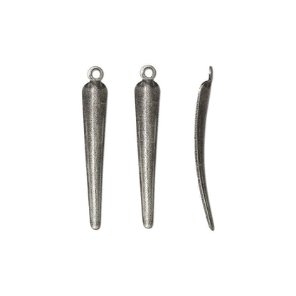 Antiqued Silver Brass Talon Drop Charms, 22x3mm, 100 pcs