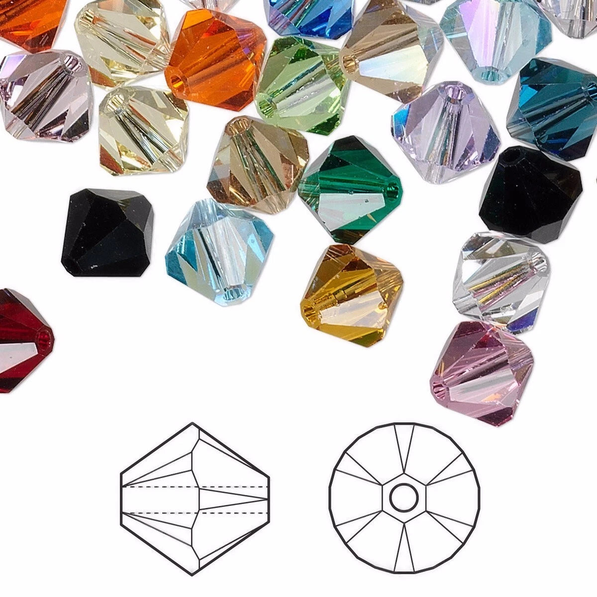 Swarovski Xilion Bicone Beads 5328, Crystal Mixed Colors 8mm, 72 pcs