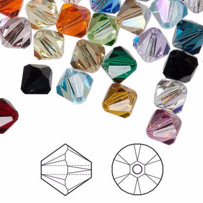 Swarovski Xilion Bicone Beads 5328, Crystal Mixed Colors 8mm, 72 pcs